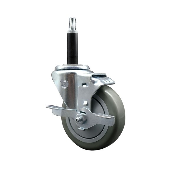 Service Caster 4'' SS Gray Poly Swivel 3/4'' Expanding Stem Caster with Brake SCC-SSEX20S414-PPUB-TLB-34 - main